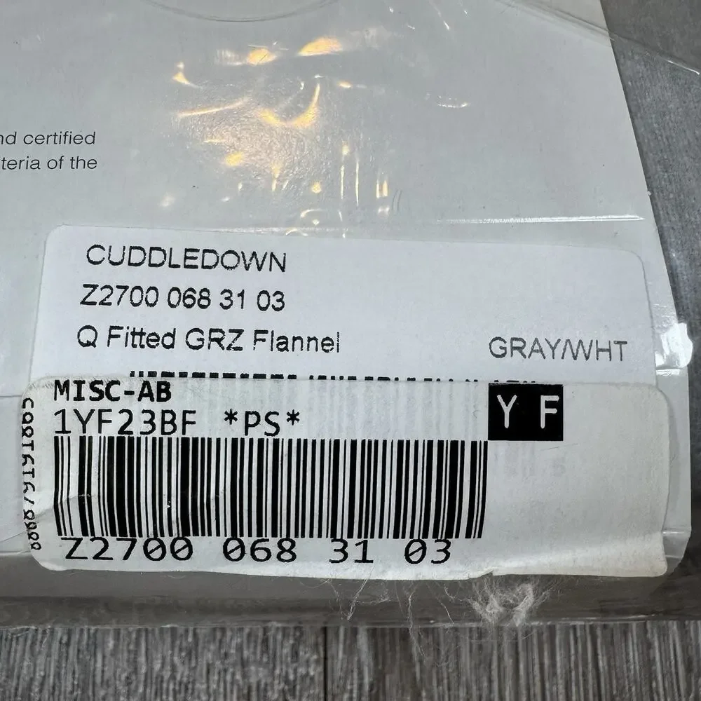 Cuddledown SHEEP Queen Fitted Sheet Gray/White 100% Cotton Flannel Germany